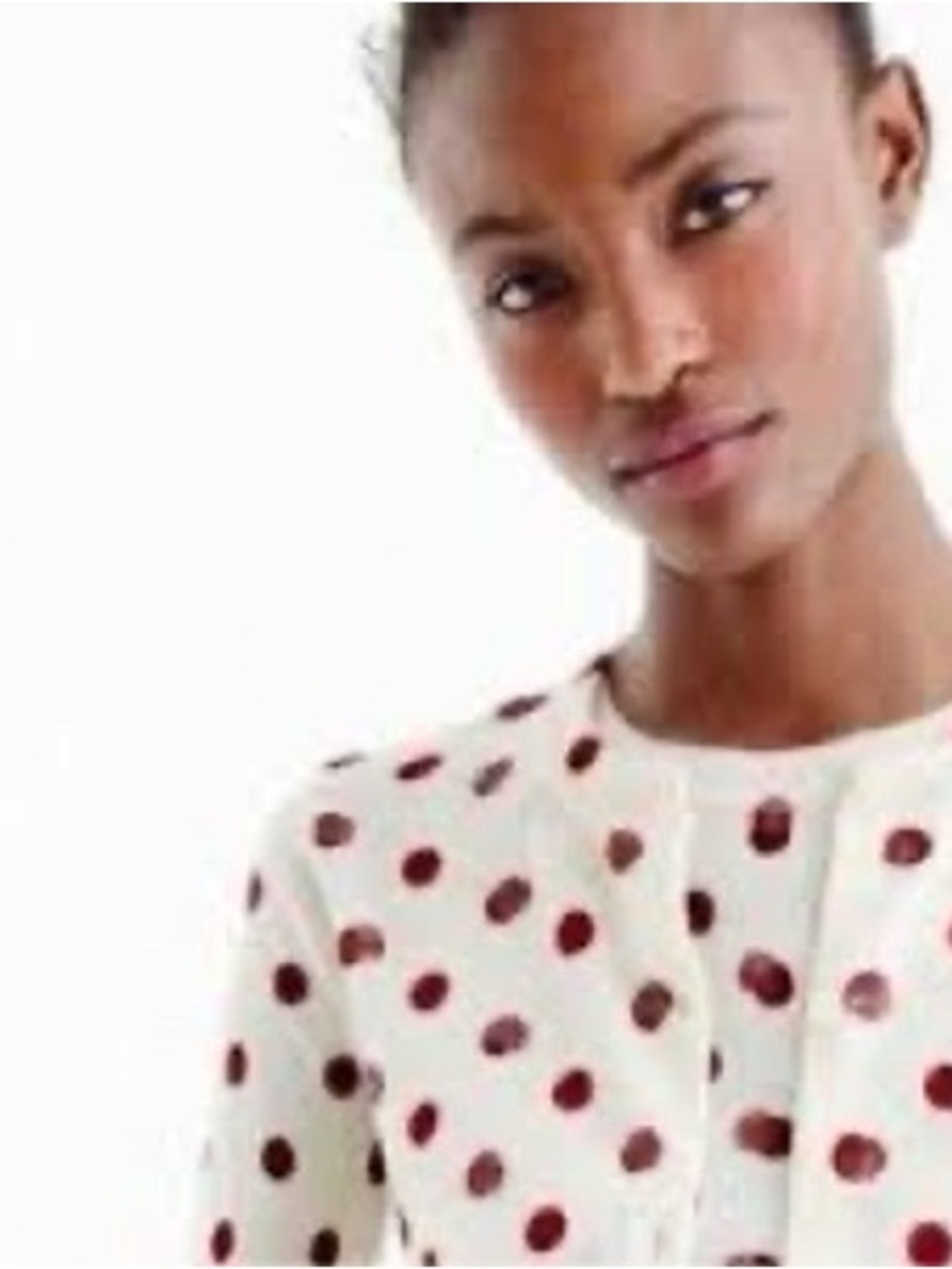 J. Crew 100% Merino Wool Polka Dot Sequin Tippi Cardigan Red Cream Large - Picture 10 of 10